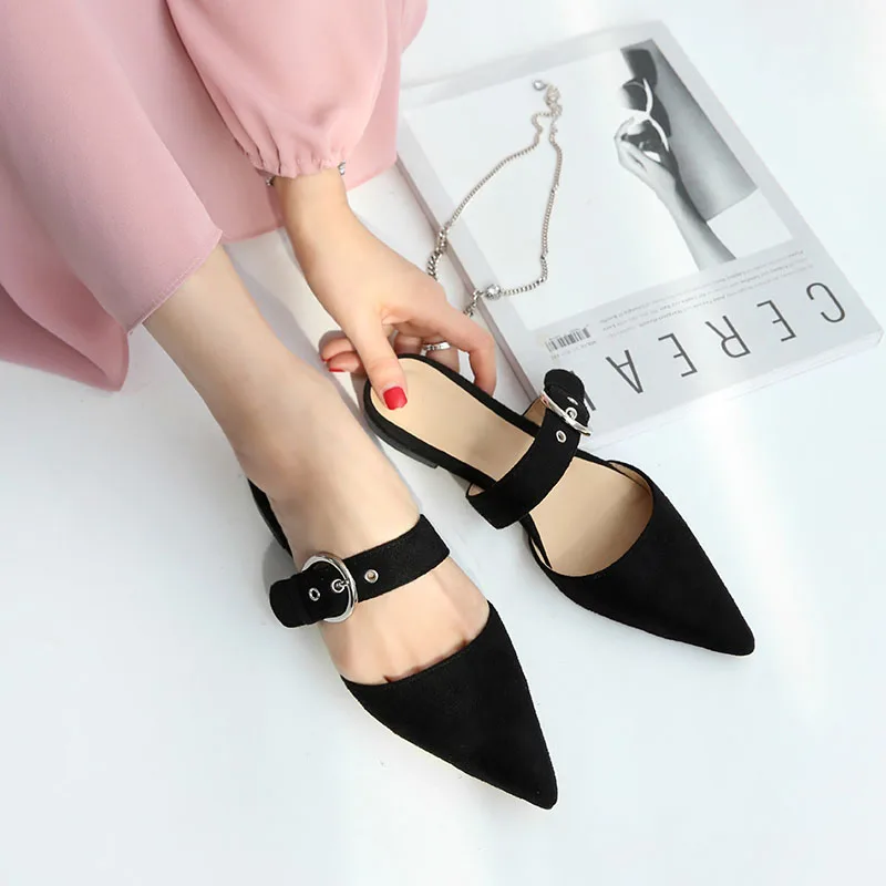 Zapatillas de punta estrecha para mujer, sandalias de moda de verano, zapatos  sin tacón, novedad de 2019|Zapatillas| - AliExpress