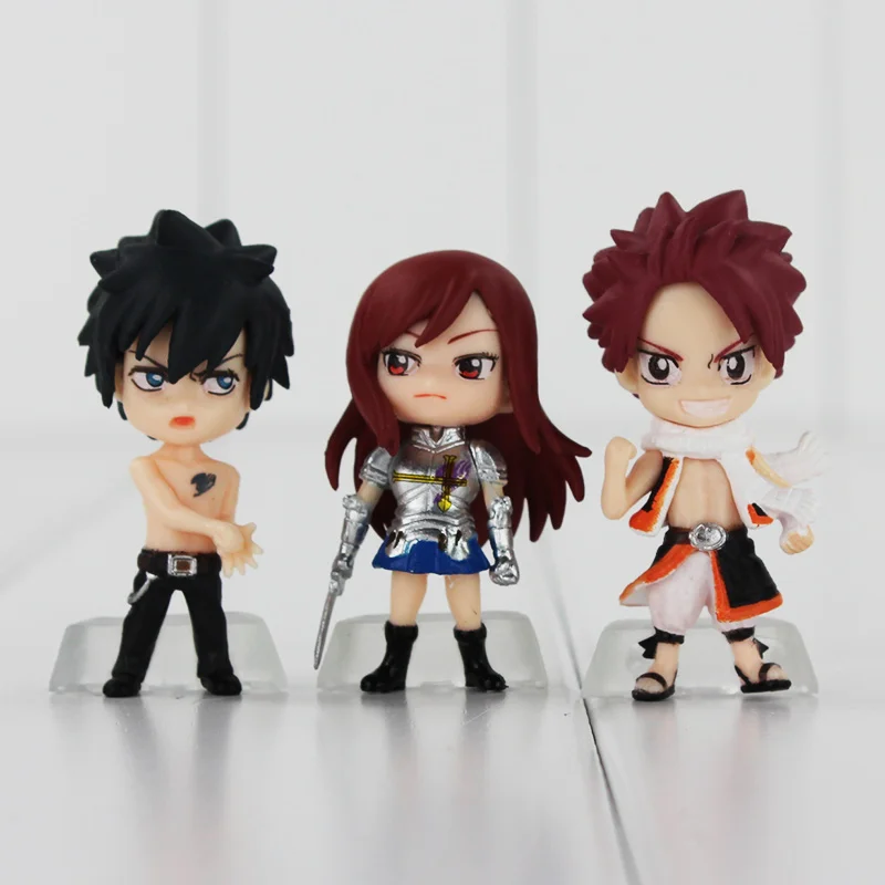 Фигурки героев аниме Фея хвост 6 шт./лот Natsu Dragneel Люси серая Эрза счастливая