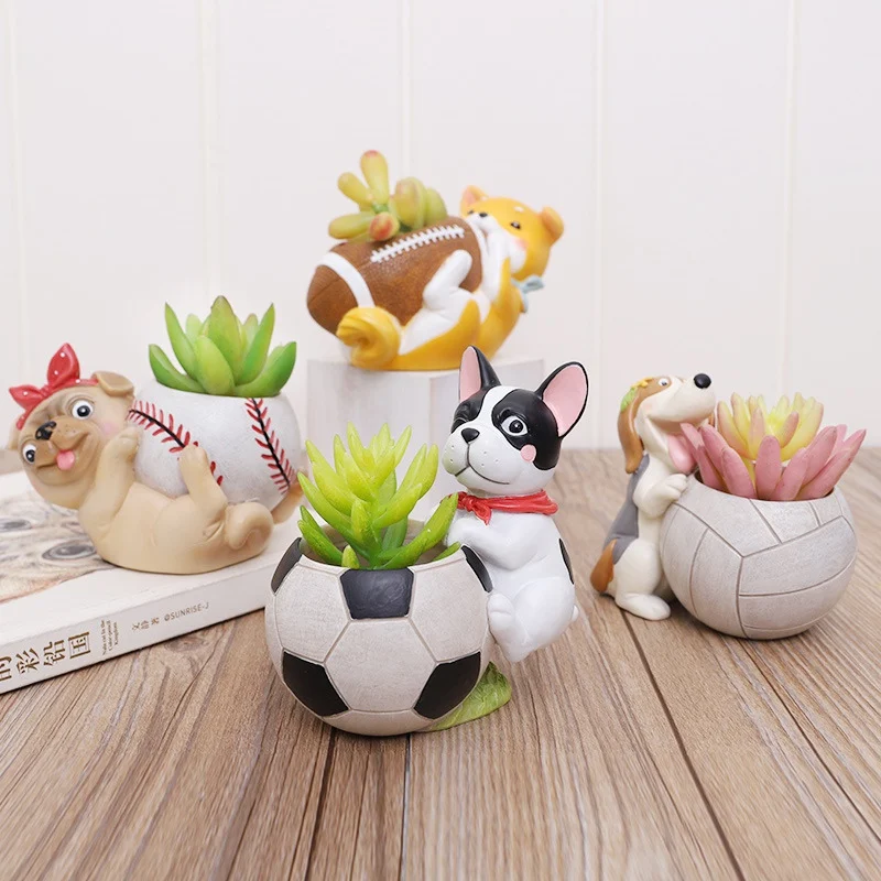 Cartoon Animal Fleshy Flower Pot Cute Dog Plant Container Desktop Micro-Landscape Decoration Balcony Decorations Macetas