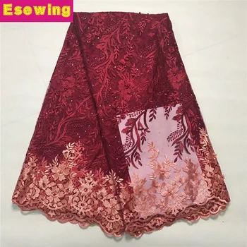 

Best-Selling Nigerian Lace Fabrics Wine Color African Cord Lace Fabrics High Quality 2019 Guipure Lace Mesh Cotton Material