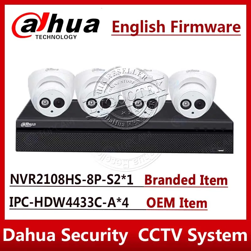 Экспресс Dahua камера безопасности Система 4MP IP камера IPC-HDW4433C-A и 8ch 8POE NVR2108HS-8P-S2 система видеонаблюдения P2P