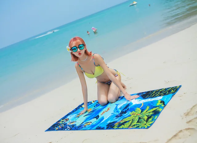 Best Price Cartoon Sea World Dolphin Large Microfiber Bath Towels For Adults High Quality Summer Beach Towel Absorbent Drying Hair Towel 