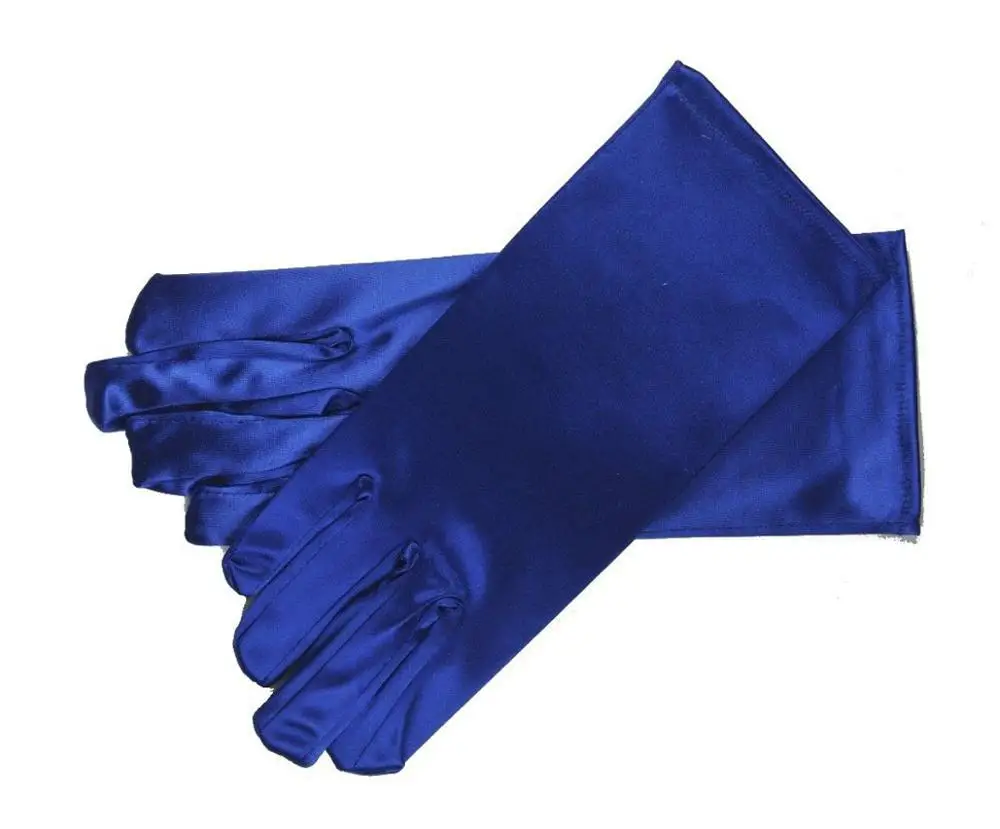 " длина запястья стрейч атласные перчатки для женщин девочек на каждый день невесты выпускного вечера Формальные 11 цветов - Цвет: Королевский синий