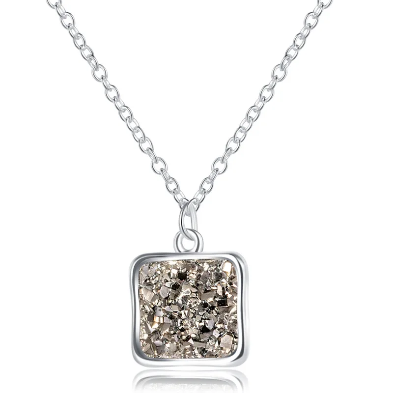 DANZE Симпатичные Bling Crystal Квадратный Кулон Цепочки и ожерелья для Для женщин