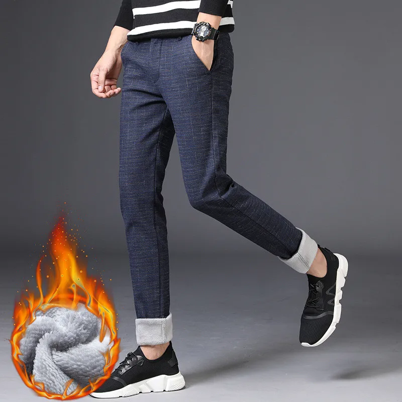 Зимние мужские флисовые брюки для отдыха, модные обтягивающие брюки, мужские облегающие удобные брюки, высококачественные хлопковые мешковатые брюки
