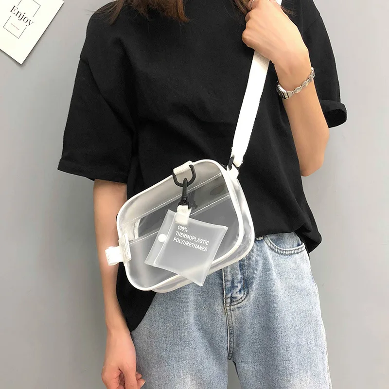 Causual PVC شفافة واضحة امرأة Crossbody أكياس حقيبة كتف حقيبة يد أكياس الهاتف مع حامل بطاقة صغيرة هلام واسعة الأشرطة رفرف