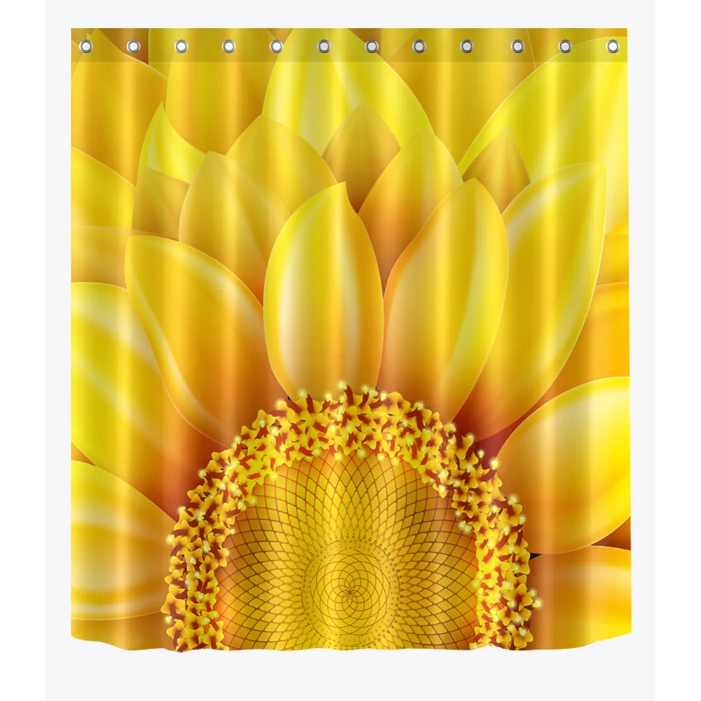 Golden Butterfly Flowers Shower Curtain Liner Bathroom Waterproof Fabric Hooks