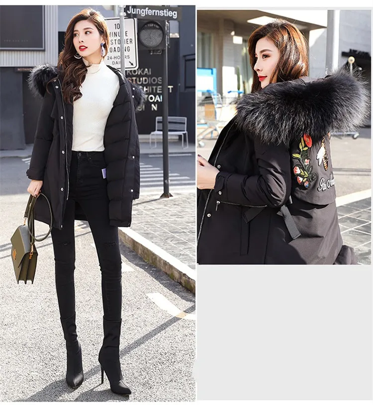 Parka Women Jackets Winter Long Hooded Women Winter Coat Korean Style Adjustable Waist 2018 New Parkas Female LZ980 (1)