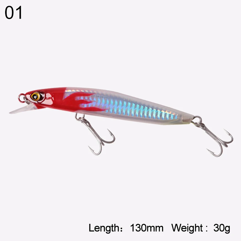 Kingdom Fishing Hard Lure Floating Bait Jerkbait Minnow New Arrival Bass Fishing 120mm 23g, 130mm 30g Strong Hooks Model 7502 - Цвет: color 01 130mm