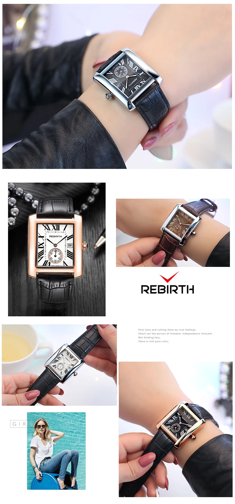 Montre femme REBIRTH Новые Креативные винтажные женские часы Женские повседневные кожаные кварцевые часы женские часы reloj mujer наручные часы