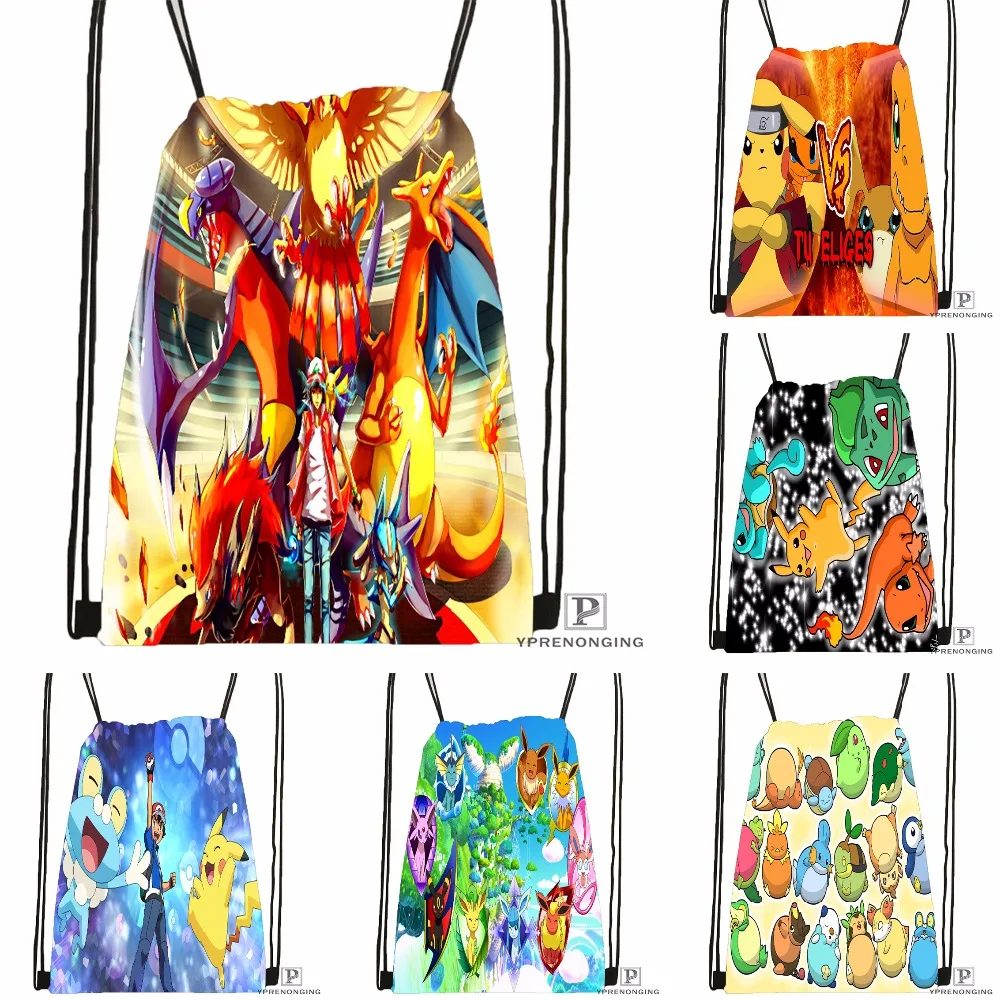 Custom Pokemon Drawstring Backpack Bag Cute Daypack Kids Satchel Black Back 31x40cm 180531 03 73