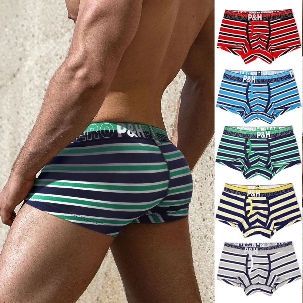 

5pcs/lot Pink Heroes Men Boxer Shorts Cotton Men underwear Brand Fashion Striped Men Panties High quality Sexy Male Boxer M-XXL