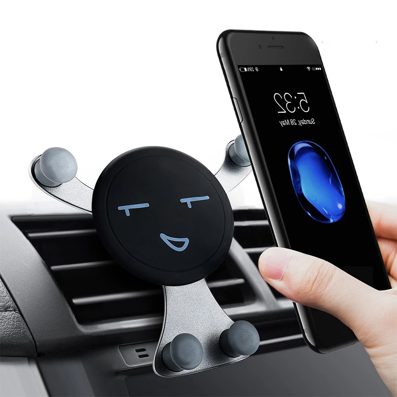 

abay Gravity Smartphone Stand Car Cell Phone Holder Smile iPhone 7 plus XR XS GPS Stand Universal Car Air Vent Flexible Holder*