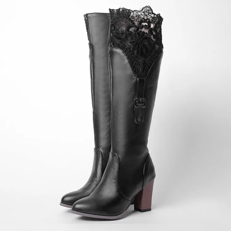 

Sale Big Size 34-47 Knee Boots for Women Sexy High Heels Long boots Winter Shoes Pointed Toe Platform Knight Boots 8307