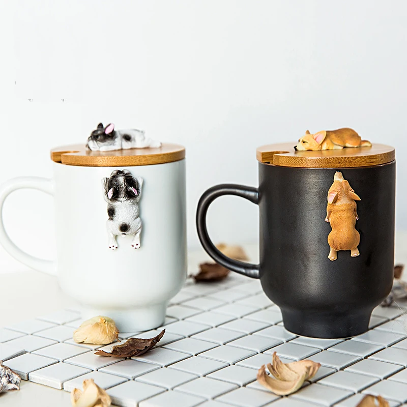 

Fun lazy dog ceramic mug Cute corgi cartoon art ceramic cup