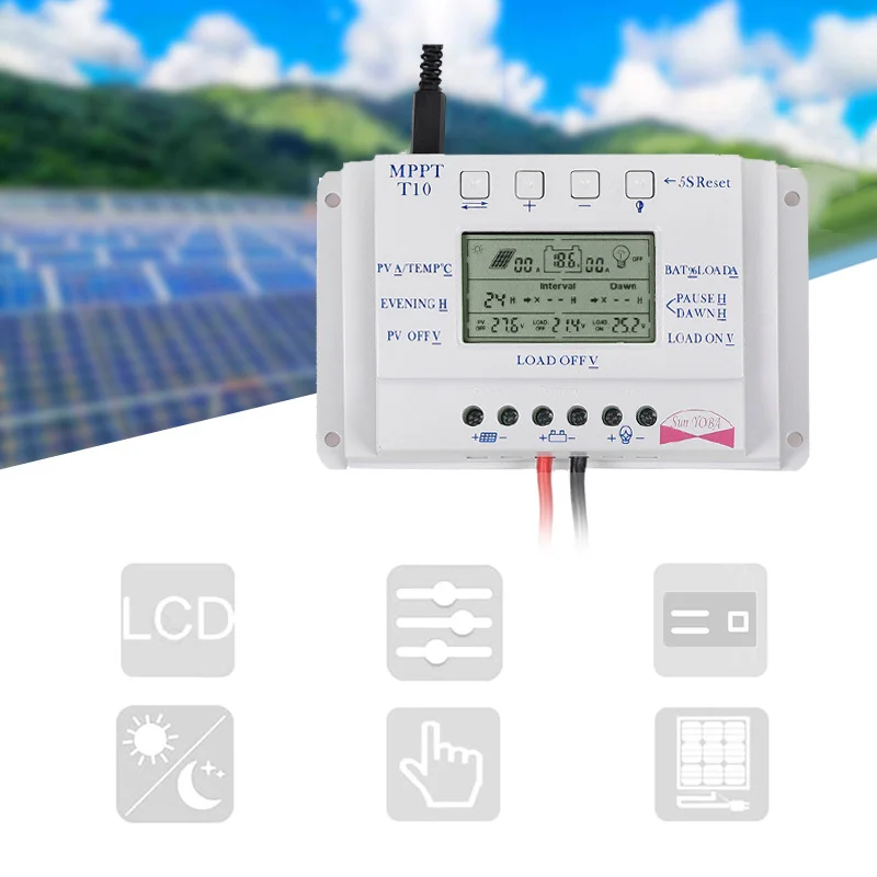 10/20 Вт, 30 Вт, 40A MPPT регулятором солнечного заряда Регулятор 12 V/24 V ЖК-дисплей Дисплей Управление; с нагрузка в сдвоенном колесе таймер Управление для уличный светильник Системы