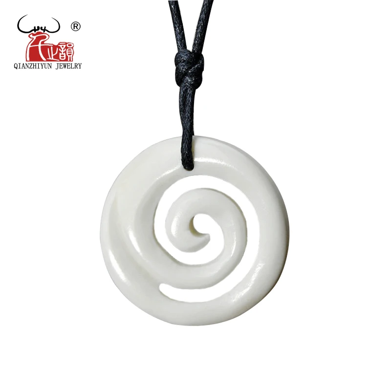 Gx022 Nuova Zelanda Maori Spirale Yak Bone Koru Ciondolo Gioielli Fatti A Mano Tribù Primitive Totem Amuleto Ciondolo Per Il Surf