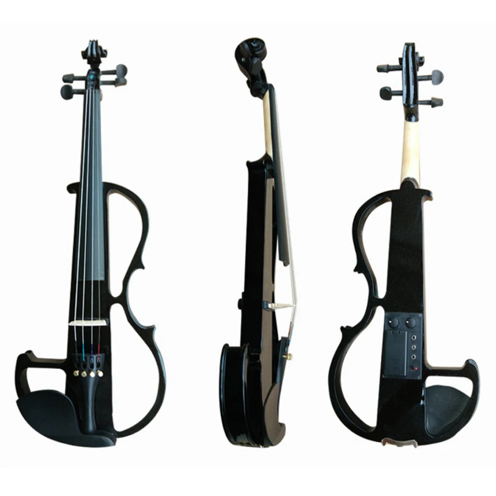4/4 Electric Silent Violin with Bow Headphone Rosin with Carry Case Stage Bag Headphone Connection Performance Accs for Beginner