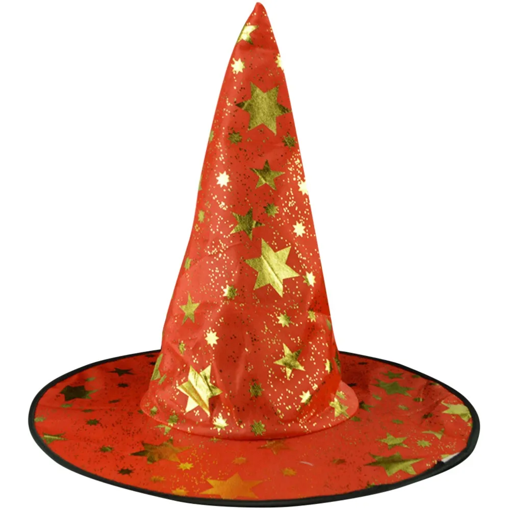 Женская Мужская шляпа ведьмы для Хэллоуина, аксессуар для костюма, шапка с принтом звезд, костюмы на Хэллоуин, подарок на Хэллоуин, шляпка, хит, Y723