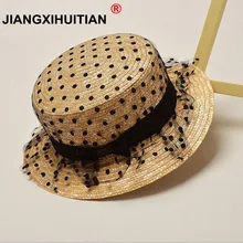 Летняя новая мода для девочек, широкая, с мягкими полями, в богемном стиле, японский сексуальный кружевной бант, соломенная шляпа Кепка для детей 53 см