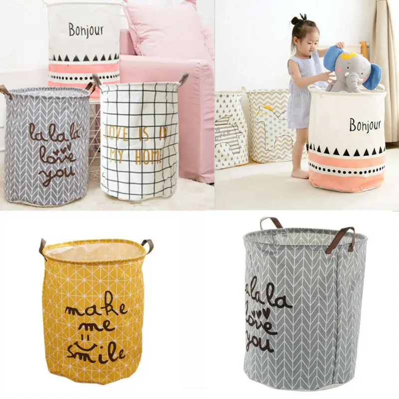 

Useful Laundry Basket Large Capacity Cartoon Waterproof Folding Linen Picnic Basket Children Storage Toy Box Finishing Orgnizer