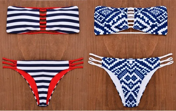 New style Blue White Chinese Porcelain Bikini top Swimsuit padded two piece sexy and fanshion Triangle