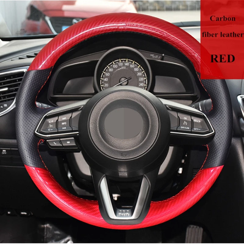Gkmhir "сделай сам" Черное углеродное волокно кожа автомобиля рулевое колесо Крышка для Mazda CX-5 CX5 Atenza Новинка года Mazda 3 CX-3