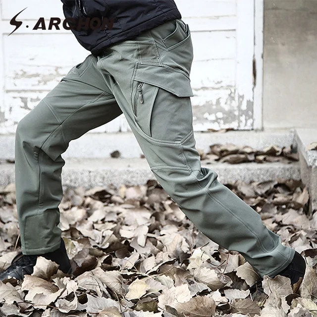 

Man Shark Skin Soft Shell Waterproof Military Pants Men Winter Warm Tactical Cargo Pants Casual Multi Pocket Army Trousers