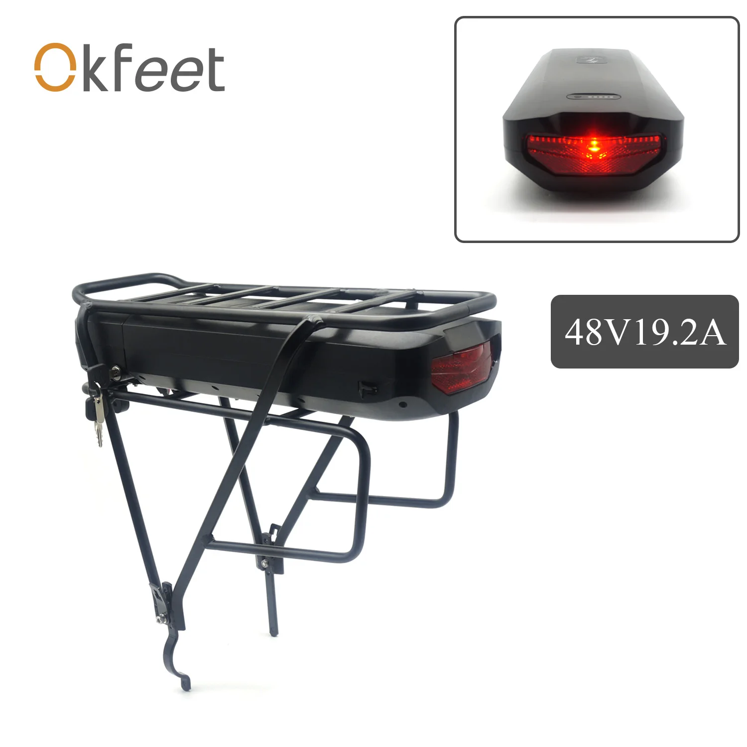 Cheap Okfeet 48V Electric Bike Battery Pack Electric Bicycle LG  48V 19.2Ah 28Ah Ebike Rear Rack Battery EBike Lithium Battery 16
