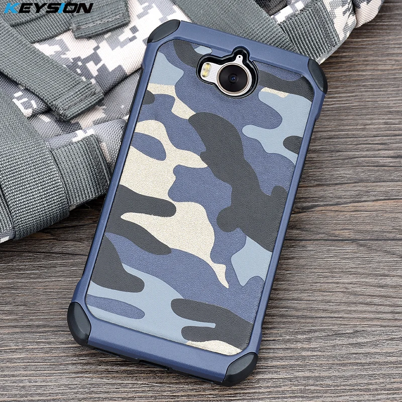

KEYSION Case for Huawei Y5 2017 Army Camo Camouflage Pattern PC+TPU 2 in1 Anti-knock Protective Back Cover for Huawei Y5 2017