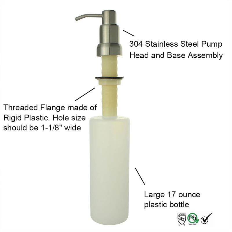 Диспенсер для жидкого мыла 17 унций с резьбой 304 дюйма|sink liquid soap dispenser|soap dispenserliquid