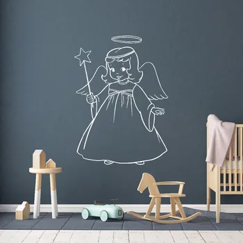 

Girls Room Decor Angel Girl Wall Decal Sweet Girl Vinyl Wall Sticker Nursery Wallpaper For Kids Room Cute Angel Decals AY1767