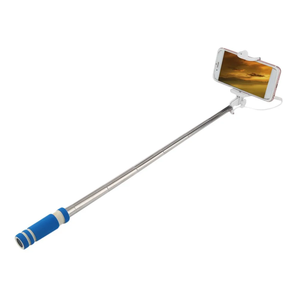 

5Color 14-60cm Mini Extendable Handheld Selfie Stick Wired Remote Shutter Monopod Stainless Steel for All Brands Cell Phone