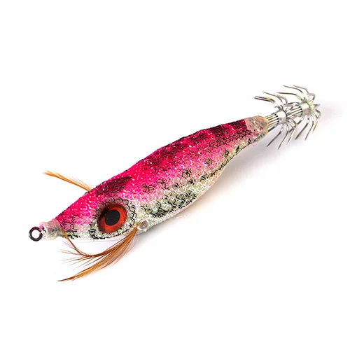 FISH KING 1 шт., рыболовная приманка, 10 см, 8 г, светильник с большими глазами, деревянная светящаяся креветка-кальмар, приманка для джига, приманки с крючками для кальмара, 5 цветов - Цвет: 002-1pcs