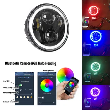 

5.75 5-3/4 Inch Motorcycle 40W LED Headlights RGB Halo DRL with Bluetooth APP Remote Headlight
