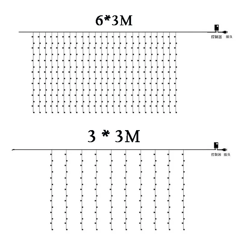 6x3 м, 3x3 м, светодиодная гирлянда для занавесок, Сказочная гирлянда, 300Led, 600 светодиодов, Мерцающая звезда, бусины, свадьба, Рождество, Год, сад, патио, Настенный декор