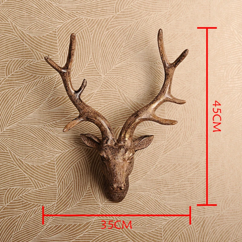 Deer Head Sculpture Murals Home Wall Hanging Animal Statue Decoration Resin Handmade European Village Ornament Artwork Craft