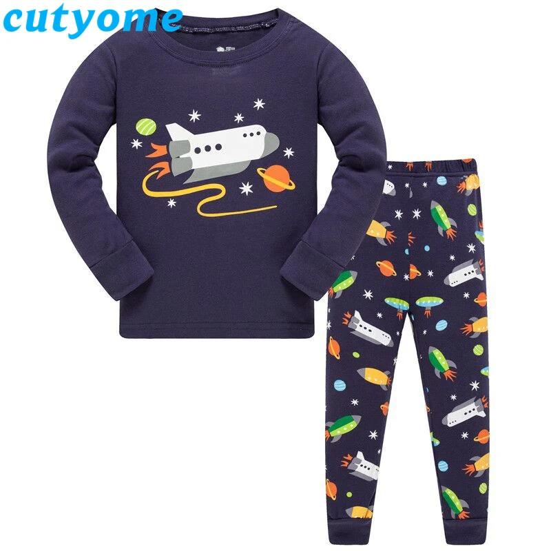 2Piece Toddler Baby Boy Dinosaur Cartoon Pajamas Set Long Sleeve Print Top Pant Fashion Sleepwear Clothes 18M-7Y