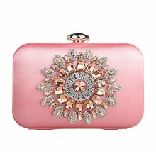Sonne Blume Diamant Abendtaschen Silk Frauen Kupplung Große Hochzeit Braut Abendtasche mit Strass Vintage Tasche XA14D