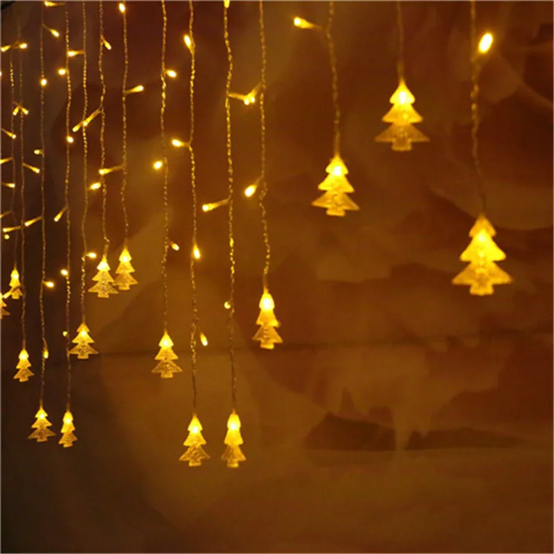 3,5 м 96 светодиодов занавески Рождественская елка сосулька гирлянды сказочные огни Рождество год огни Свадебная вечеринка Decoratio EU/US