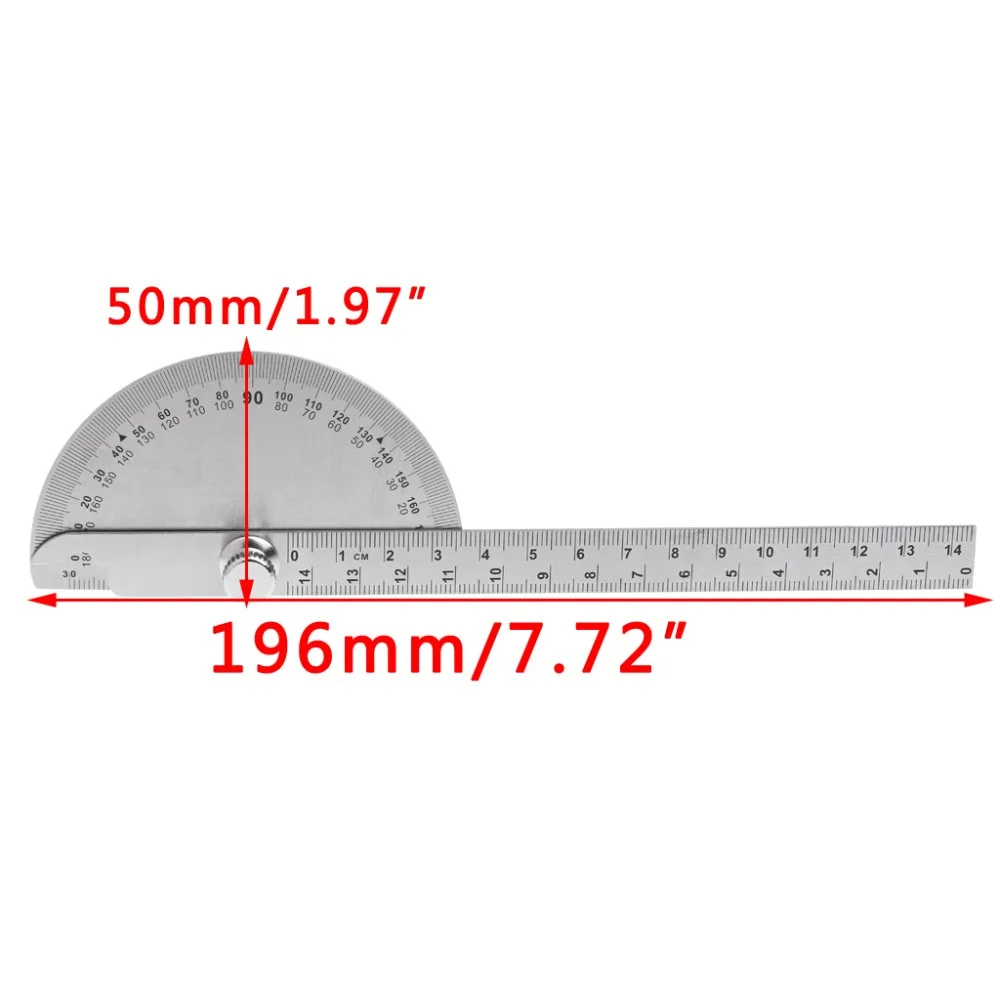 0-180 градусов угловая линейка круглая головка роторный транспортир регулируемый универсальный измерительный инструмент из нержавеющей стали