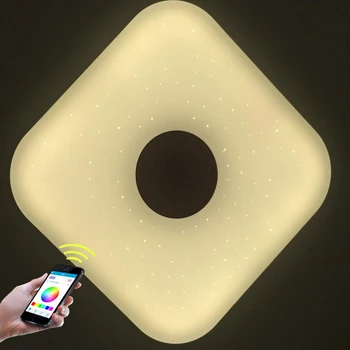 

App Control Led Music Ceiling Light with Bluetooth Speaker 24W Modern Light Fixtures with RGB Color Changing Home Party Light
