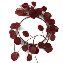 Creatvie Artificial Decor Vivid Vine Rattan Grape Leaves For Home Garden Party Decor Artificial Green Eucalyptus Vines Rattan