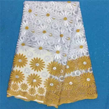 

2016 Latest arrival white stone African French Lace Fabric High Quality African Tulle Lace Fabric For Wedding Dress (16