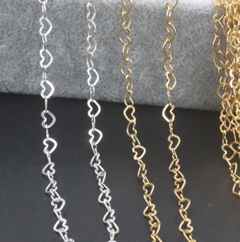 

3*4mm 4*7mm Heart Love Beads Link Chains Findings DIY Handmade Women's Bracelet Necklace Bags Chains DIY Jewelry Supplies