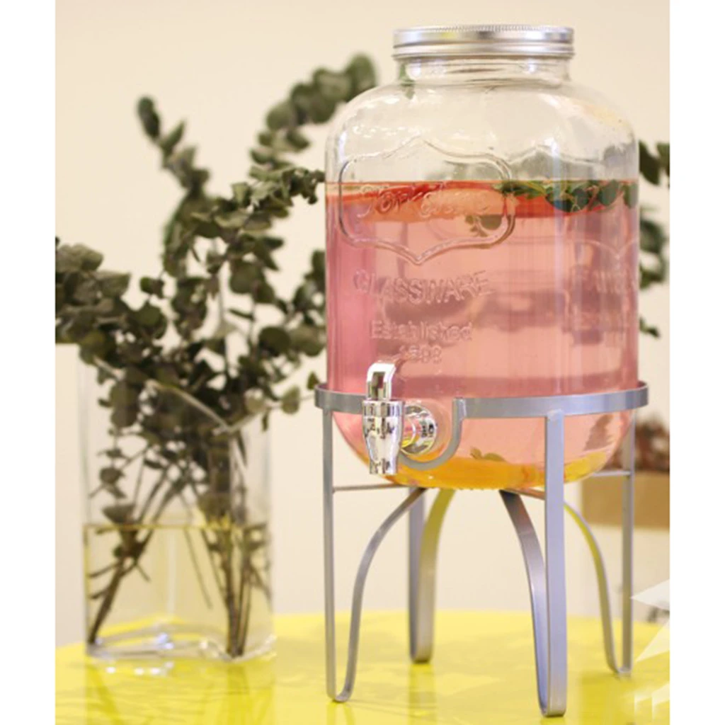 Golden M B Blesiya 4L /& 5L /& 8L Iron Drink Juice Beverage Dispenser Metal Stand Organizer Gallon Home Pub Bar Club Uses