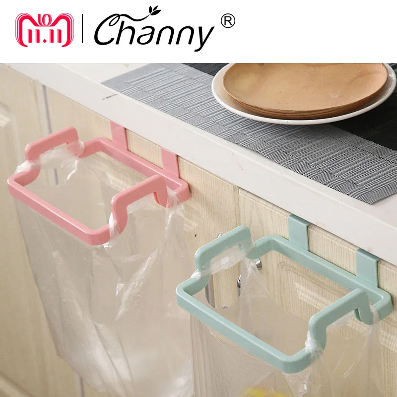 

1Pc Platics Trash Bag Holder Storage Garbage Square Hanging On Cupboard Cabinet Easy Save Space Portable for Kitchen And Room