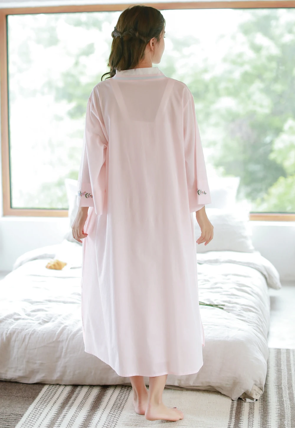 Mulheres do Vintage Conjuntos de Robe e Vestido Ocasional das Senhoras Primavera Outono Puro Algodão Princesa Dormirwear Mulheres Noite Wear Pijamas Retro 8097 11 Cheap Coj. de roupão e penhoar