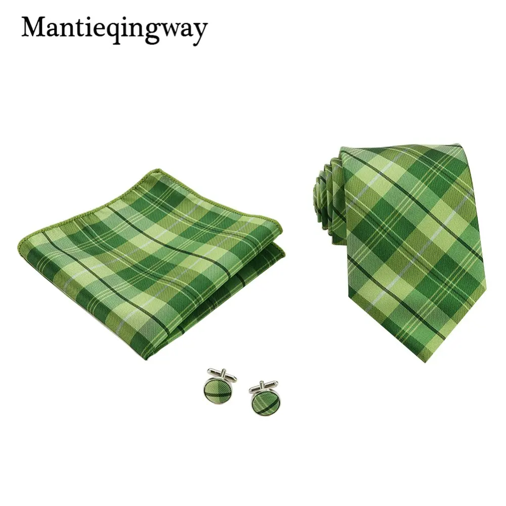 Mantieqingway 60 цветов полиэфирный галстук Gravata платок Запонки Наборы Пейсли Цветочный Свадебный галстук набор для мужчин Hanky набор - Цвет: 084