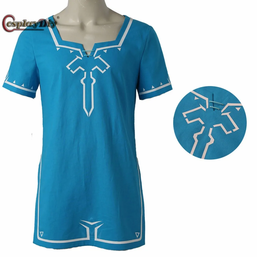 

Cosplaydiy The Legend of Zelda Breath of the Wild Link T shirt game cosplay Costume T-Shirt Halloween Blue T-shirt Custom Made